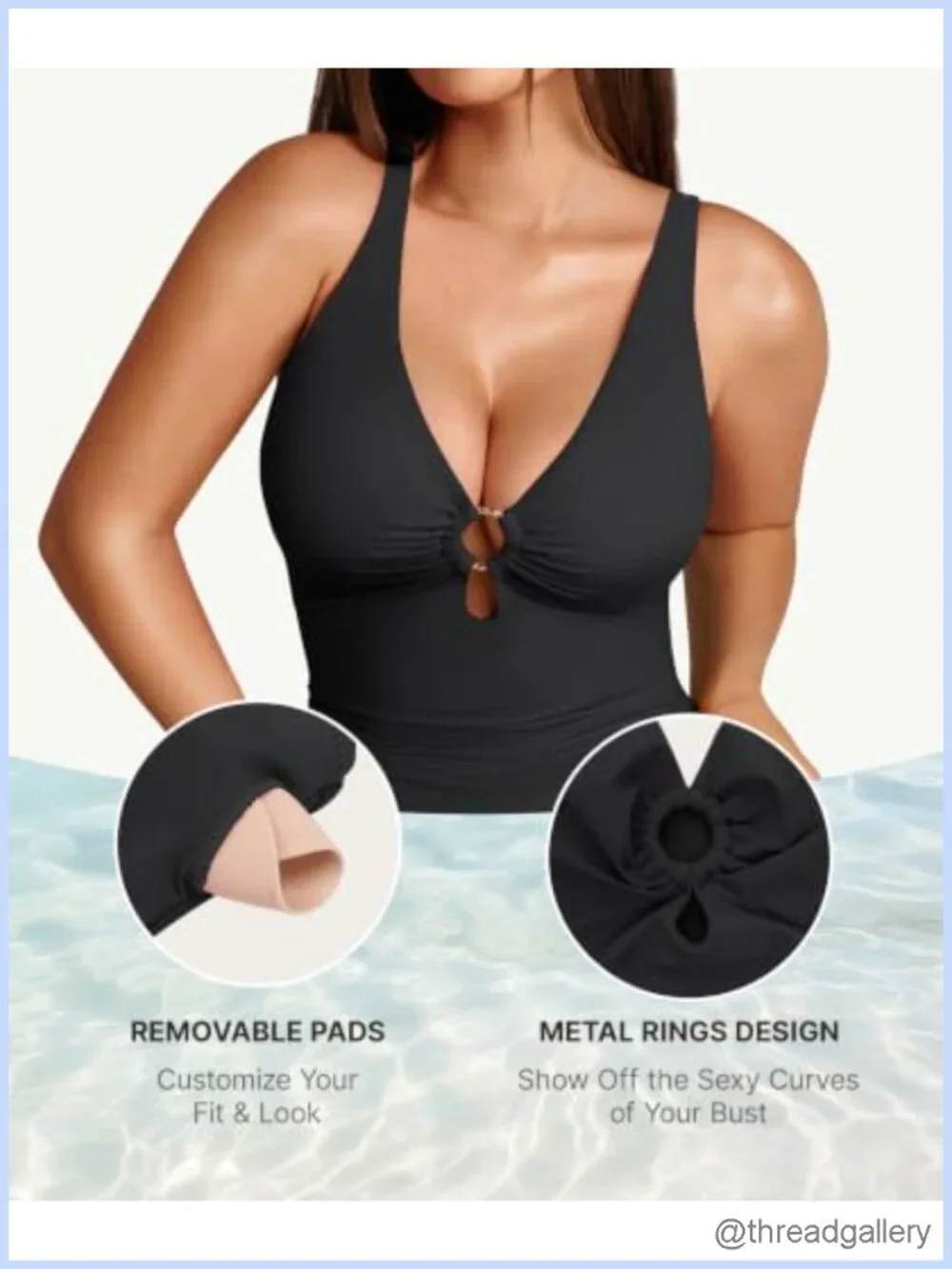 Women's One Piece Swimsuit Tummy Control Deep V Neck Bathing Suit